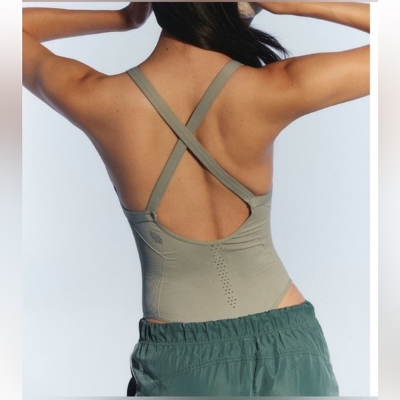 NWOT Free People FP Movement Good Karma Bodysuit Smoked Sage Green Size XS/SM - Picture 2 of 8